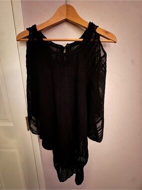 Millau Black Open-Knit Top